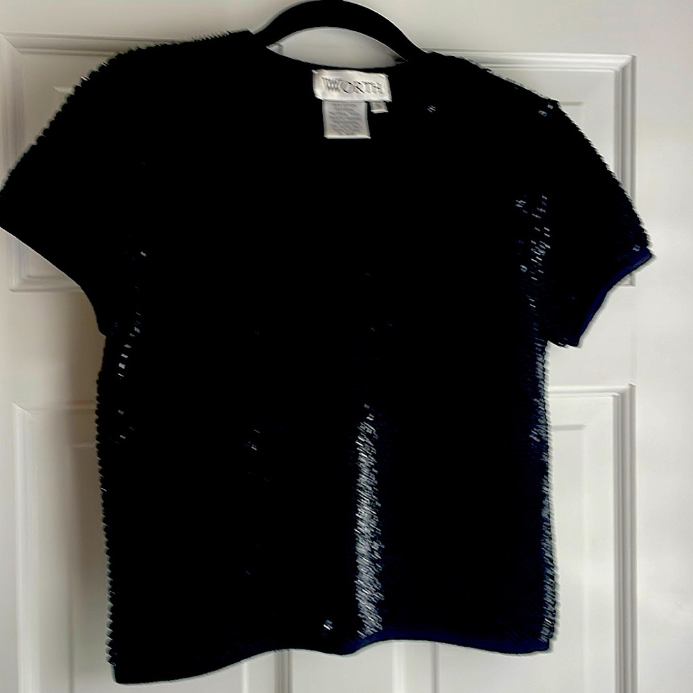 Worth sequin black top
